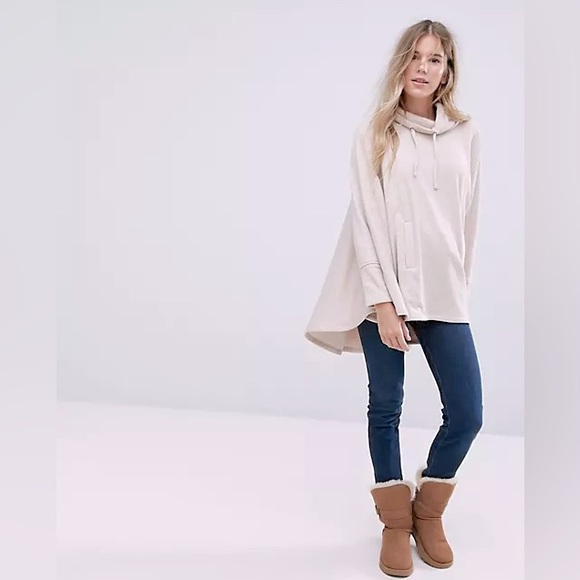 UGG Charlynne Pichot Double Knit Fleece Poncho Sweater In Oatmeal Heather - Picture 4 of 4